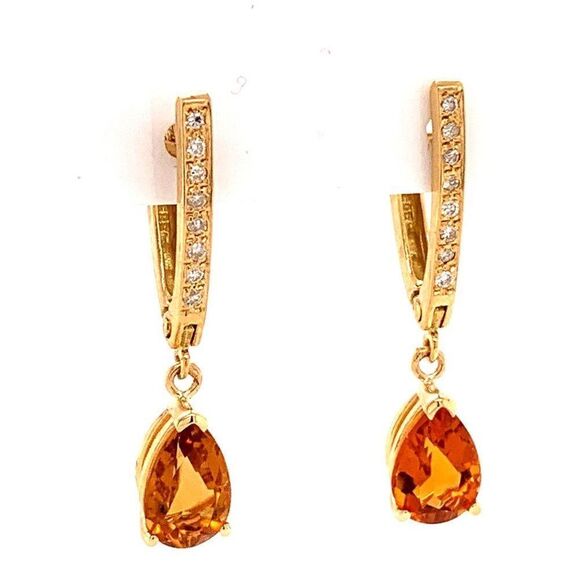 Citrine Diamond Earrings 14k Gold 3.79 TCW Women Certified $1,490 820452 - Picture 6 of 9